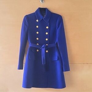 VGT Military Townhouse Trench Wool Lady Coat, double cloth, Beautiful Blue 4P